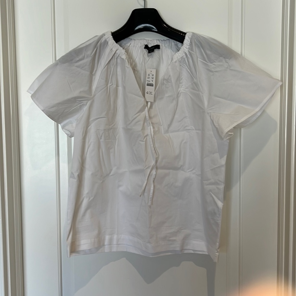 J.Crew Tie-Neck Cotton Poplin Top
